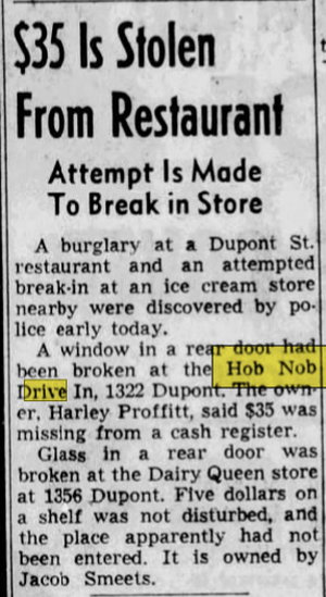 Hob Nob Drive-In - May 19 1955 Article (newer photo)